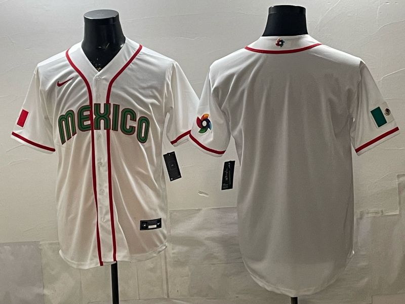 Men 2026 World Cub Mexico Blank White Game Nike MLB Jersey style 004->more jerseys->MLB Jersey
